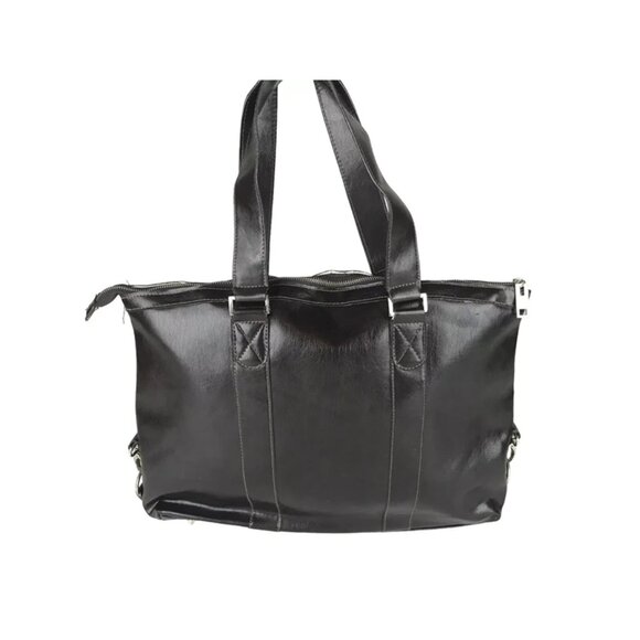 Denali Womens Brown Leather Inner Dividers Pockets Double Handles Laptop‎ Bag - Picture 3 of 10